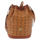 MCM Vicetos Logogram Drawstring Bag Bag PVC Leather Brown Gold Auth BA12441A-2