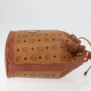 MCM Vicetos Logogram Drawstring Bag Bag PVC Leather Brown Gold Auth BA12441A-4