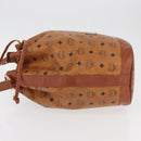 MCM Vicetos Logogram Drawstring Bag Bag PVC Leather Brown Gold Auth BA12441A-5