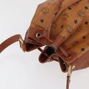 MCM Vicetos Logogram Drawstring Bag Bag PVC Leather Brown Gold Auth BA12441A-6