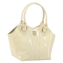 FENDI Hand Bag Patent leather Ivory Gold Auth BA12442A-1