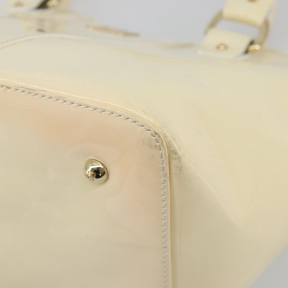 FENDI Hand Bag Patent leather Ivory Gold Auth BA12442A