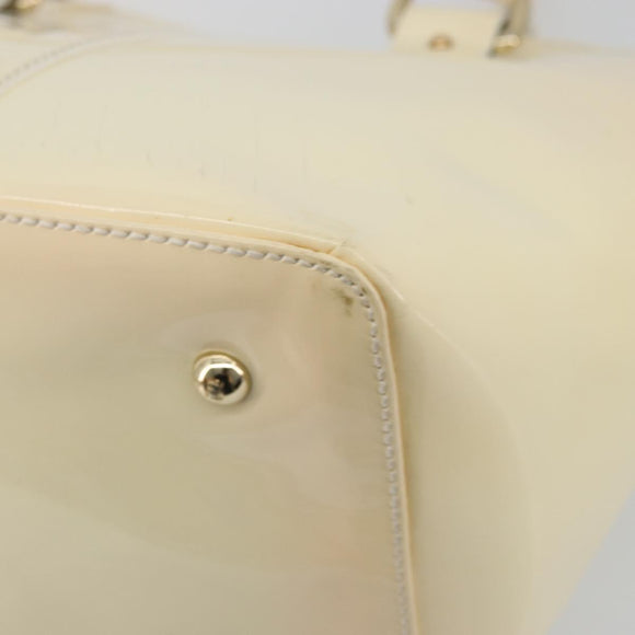 FENDI Hand Bag Patent leather Ivory Gold Auth BA12442A