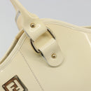 FENDI Hand Bag Patent leather Ivory Gold Auth BA12442A-10