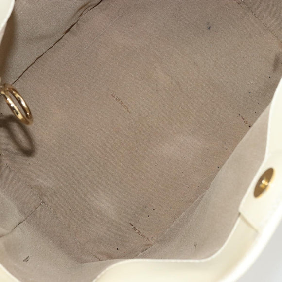 FENDI Hand Bag Patent leather Ivory Gold Auth BA12442A