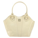 FENDI Hand Bag Patent leather Ivory Gold Auth BA12442A-13