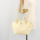 FENDI Hand Bag Patent leather Ivory Gold Auth BA12442A-23