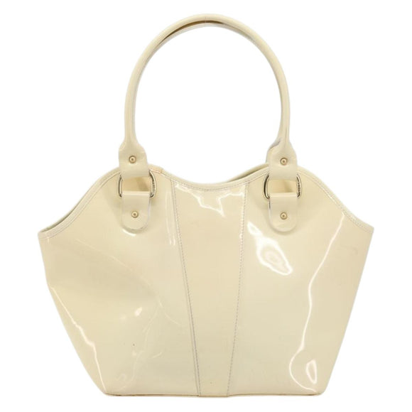 FENDI Hand Bag Patent leather Ivory Gold Auth BA12442A