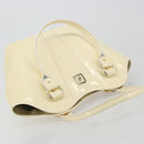 FENDI Hand Bag Patent leather Ivory Gold Auth BA12442A-6
