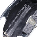 Salvatore Ferragamo Vara ribbon Chain Hand Bag Canvas Black Silver Auth BA12444A-16