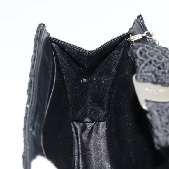 Salvatore Ferragamo Vara ribbon Chain Hand Bag Canvas Black Silver Auth BA12444A