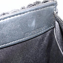 Salvatore Ferragamo Vara ribbon Chain Hand Bag Canvas Black Silver Auth BA12444A-20