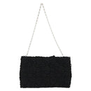 Salvatore Ferragamo Vara ribbon Chain Hand Bag Canvas Black Silver Auth BA12444A-3