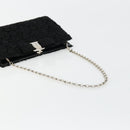 Salvatore Ferragamo Vara ribbon Chain Hand Bag Canvas Black Silver Auth BA12444A-7