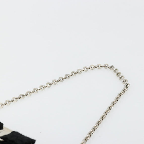 Salvatore Ferragamo Vara ribbon Chain Hand Bag Canvas Black Silver Auth BA12444A