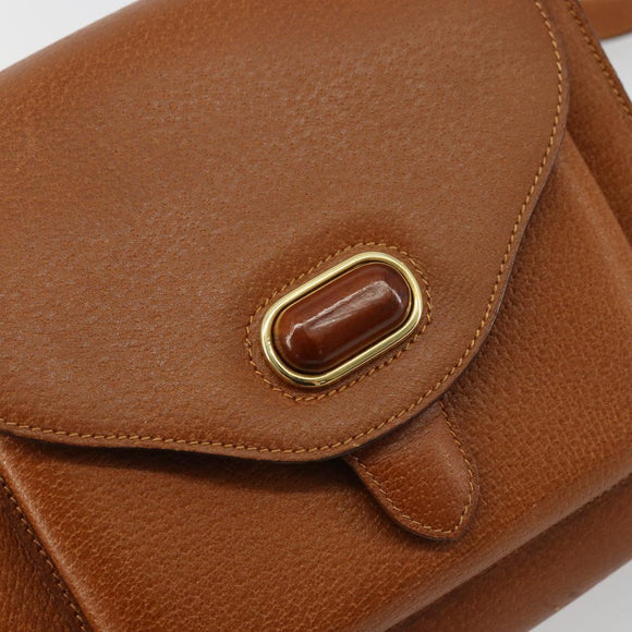 BALLY Shoulder Bag Leather Brown Gold Auth BA12445A