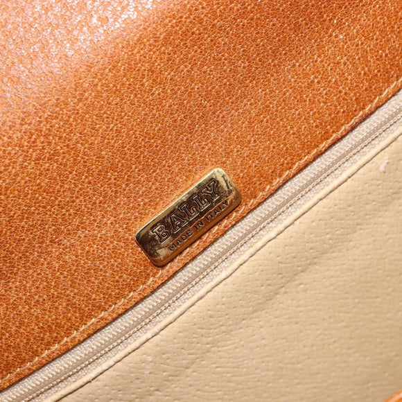 BALLY Shoulder Bag Leather Brown Gold Auth BA12445A