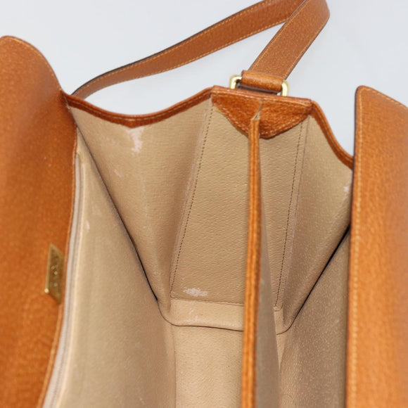 BALLY Shoulder Bag Leather Brown Gold Auth BA12445A