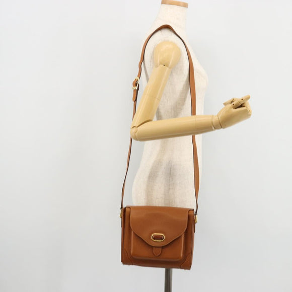 BALLY Shoulder Bag Leather Brown Gold Auth BA12445A