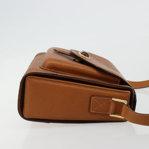 BALLY Shoulder Bag Leather Brown Gold Auth BA12445A