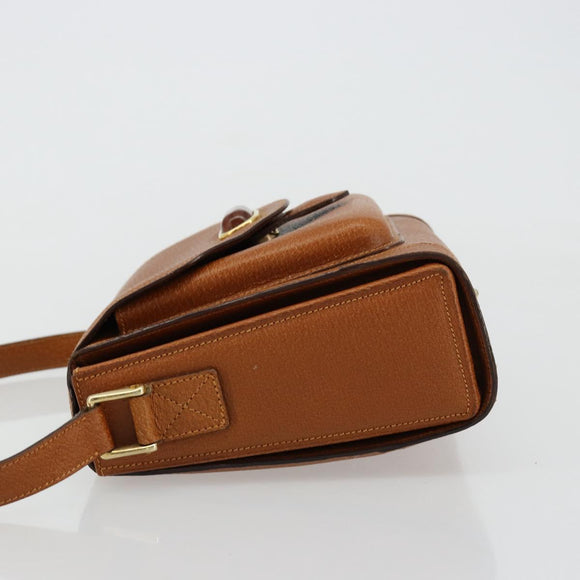 BALLY Shoulder Bag Leather Brown Gold Auth BA12445A