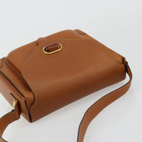 BALLY Shoulder Bag Leather Brown Gold Auth BA12445A