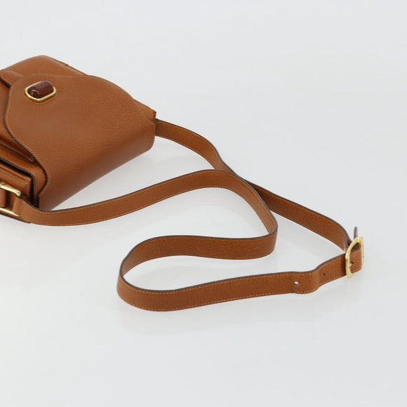 BALLY Shoulder Bag Leather Brown Gold Auth BA12445A