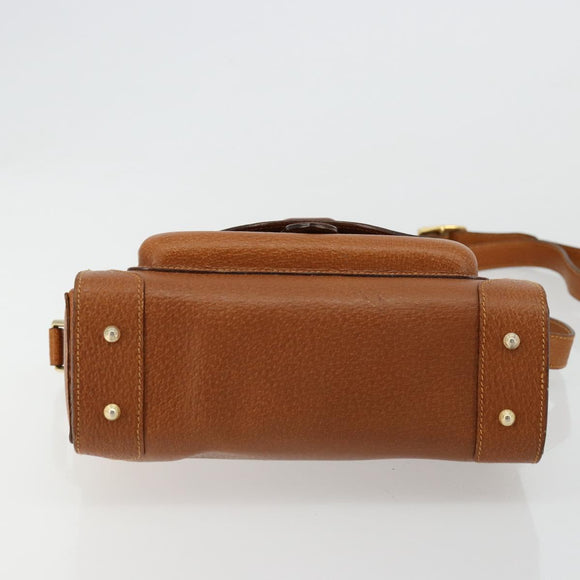 BALLY Shoulder Bag Leather Brown Gold Auth BA12445A