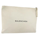 BALENCIAGA Clutch Bag Leather White Silver 485110 Auth BA12446-1