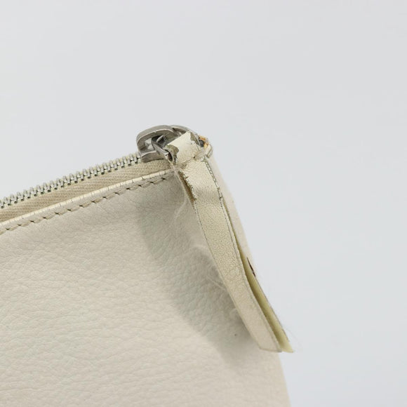 BALENCIAGA Clutch Bag Leather White Silver 485110 Auth BA12446