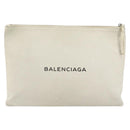 BALENCIAGA Clutch Bag Leather White Silver 485110 Auth BA12446-13