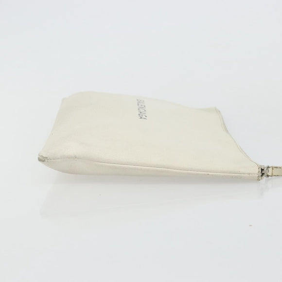 BALENCIAGA Clutch Bag Leather White Silver 485110 Auth BA12446
