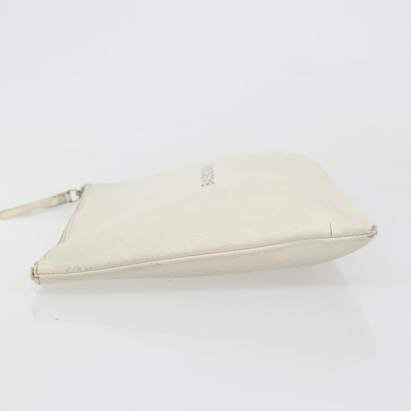 BALENCIAGA Clutch Bag Leather White Silver 485110 Auth BA12446