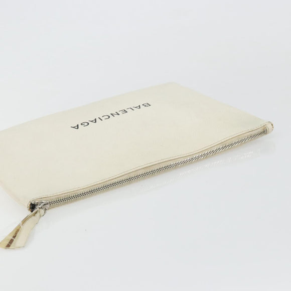 BALENCIAGA Clutch Bag Leather White Silver 485110 Auth BA12446