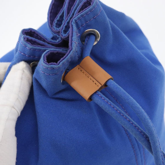 HERMES Purse Shoulder Bag Canvas Blue Silver Auth BA12448A