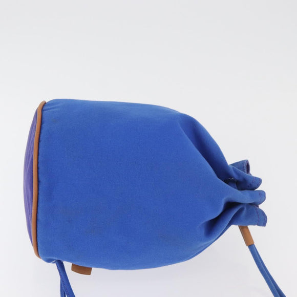 HERMES Purse Shoulder Bag Canvas Blue Silver Auth BA12448A