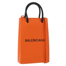 BALENCIAGA Shopping Phone Holder Bag Leather Orange 593826 Auth BA12449A-1