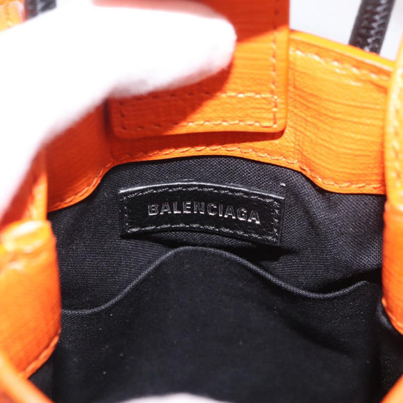 BALENCIAGA Shopping Phone Holder Bag Leather Orange 593826 Auth BA12449A