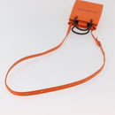 BALENCIAGA Shopping Phone Holder Bag Leather Orange 593826 Auth BA12449A-8
