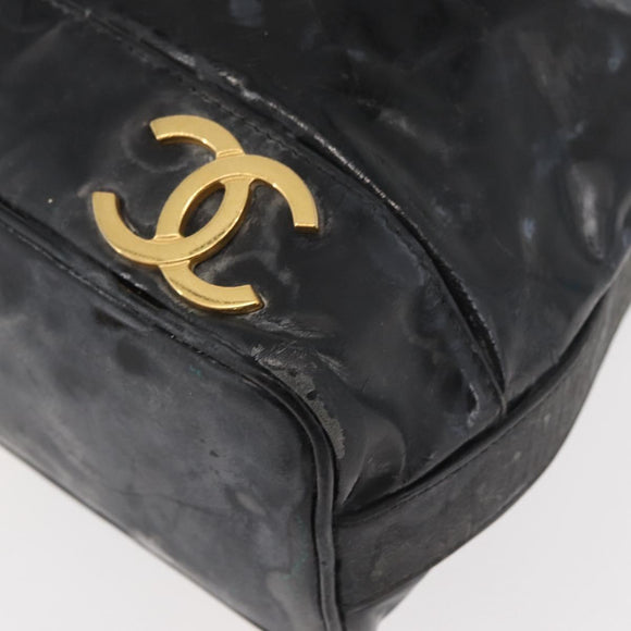 CHANEL Handtasche Umhängetasche Lackleder Schwarz Gold CC Auth BA12450