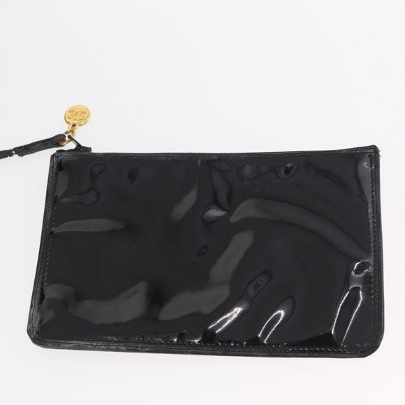 CHANEL Handtasche Umhängetasche Lackleder Schwarz Gold CC Auth BA12450