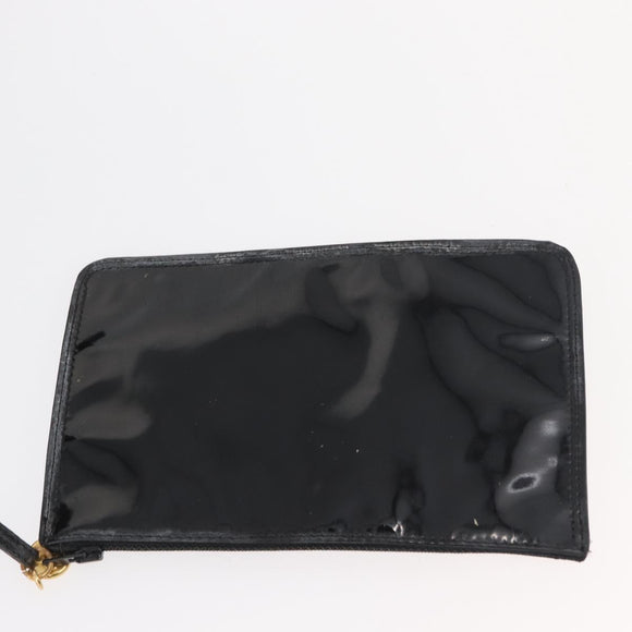 CHANEL Handtasche Umhängetasche Lackleder Schwarz Gold CC Auth BA12450