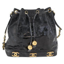 CHANEL Handtasche Umhängetasche Lackleder Schwarz Gold CC Auth BA12450-13