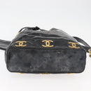 CHANEL Handtasche Umhängetasche Lackleder Schwarz Gold CC Auth BA12450-5