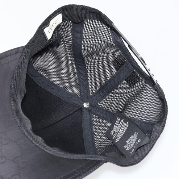 GUCCI GG Canvas Web Sherry Line Baseball Cap Nylon XL Black 200035 Auth BA12456A