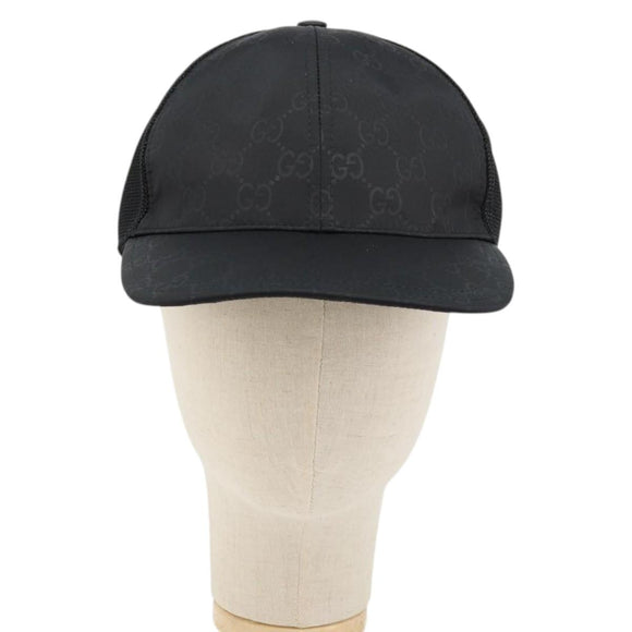 GUCCI GG Canvas Web Sherry Line Baseball Cap Nylon XL Black 200035 Auth BA12456A