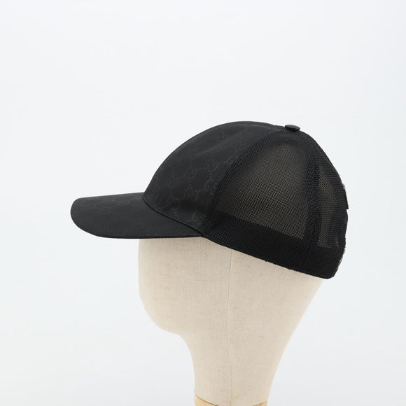 GUCCI GG Canvas Web Sherry Line Baseball Cap Nylon XL Black 200035 Auth BA12456A