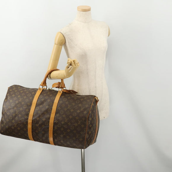 LOUIS VUITTON Monogram Keepall Bandouliere 55 Boston Bag M41414 LV Auth BA12457