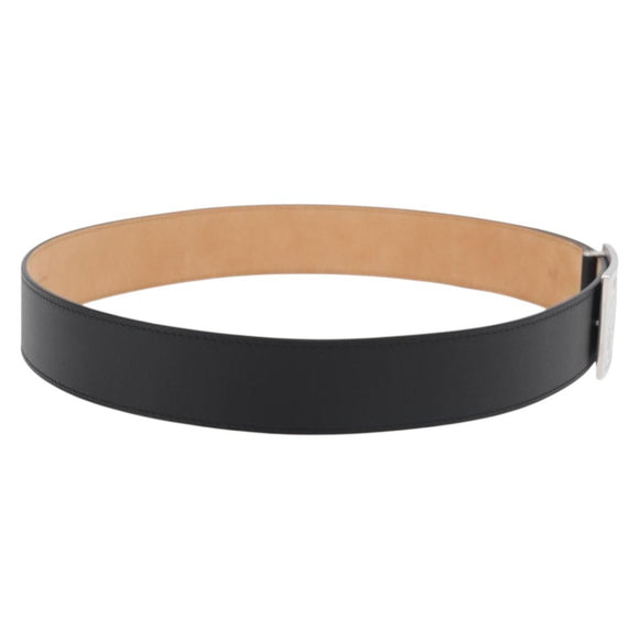 LOUIS VUITTON Ceinture Belt Leather 45.7"" Black LV Auth BA12472A