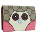 GUCCI GG Supreme Bifold Wallet PVC Beige Gold 818767 Auth BA12475M-1